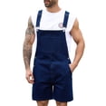 thumbnail image 1 of Denim Overalls for Men Jean Shorts Jumpsuit Work Bibs Coveralls with Zipper(Dark Blue,2XL), 1 of 10