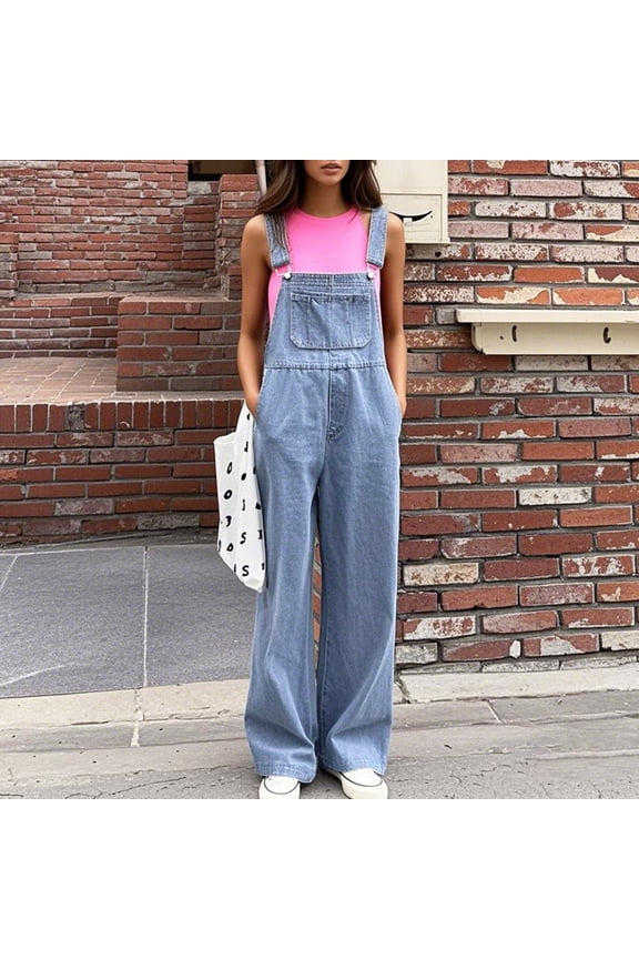 Denim Overalls for Women One Piece Jean Jumpsuits Baggy Bib Overall (Blue XXXXXS)