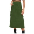 thumbnail image 1 of Denim Panelled Midi Skirt for Women Ladies Everyday Comfy Soft Vacation Work Party Night Out Skirts with Pockets Casual Denim Skirt High Waist Stretchy Midi Jean Skirts A-Line Cargo Skirts, 1 of 4