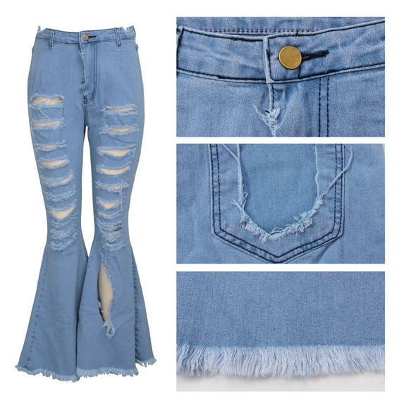 Denim Pants For Women Fashion High Waist Slim Button Pants Trousers-bottom Pants Jeans For Women 4-14 Blue,10