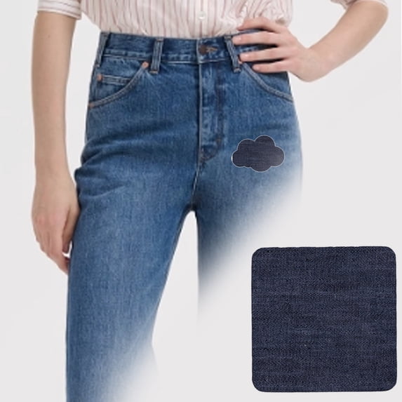 Denim Patches - Self Adhesive Jean Repair Patches - Strong Glue Iron On Denim Patch for Jeans Clothing DIY Craft - Assorted Colors - 1 Pack Style AI