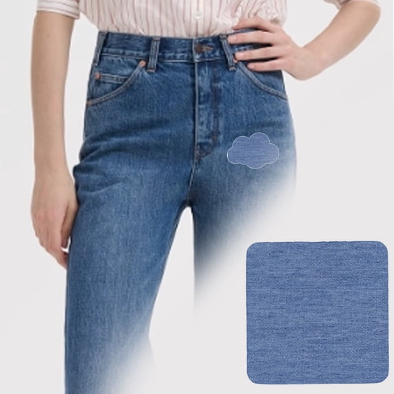 Denim Patches - Self Adhesive Jean Repair Patches - Strong Glue Iron On Denim Patch for Jeans Clothing DIY Craft - Assorted Colors - 1 Pack Style AM