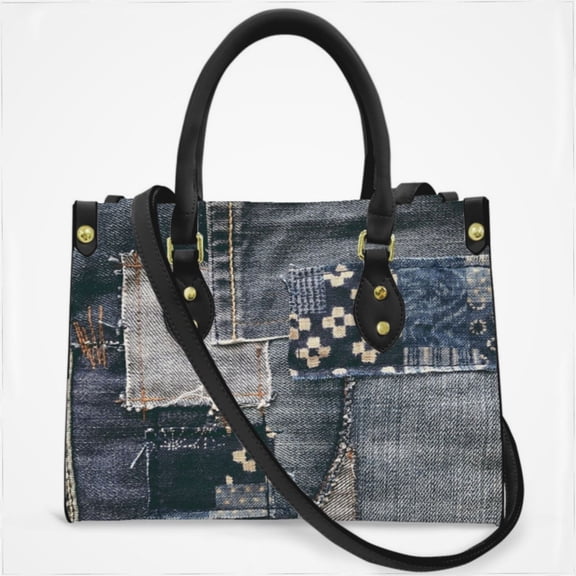 Denim Patchwork Cross Body Bags For Women Small Leather Female Handbags Fashion Top-Handle Totes