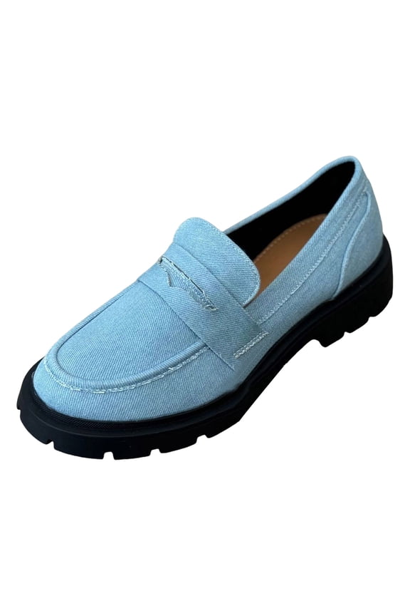 Denim Penny Loafers for Women 2025 2026 Spring Fall Casual Canvas Platform Fashion Sneakers Jeans Walking Shoes