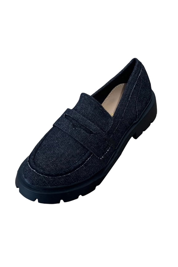 Denim Penny Loafers for Women 2025 2026 Spring Fall Casual Canvas Platform Fashion Sneakers Jeans Walking Shoes