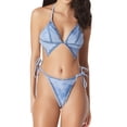 thumbnail image 1 of Denim Print Swimsuit For Women Stylish Bikini Style Bathing Suit Trendy Swimwear For Summer Beach And Pool Swim Bikini High Waist Bikini Bottoms Female Shavers for Bikini Area High Cut Bikini Bottoms, 1 of 6