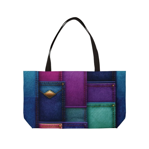 Denim Print Yoga Bag High-Quality 100% Spun Polyester 24x13 Canvas Gym Bag 32-2