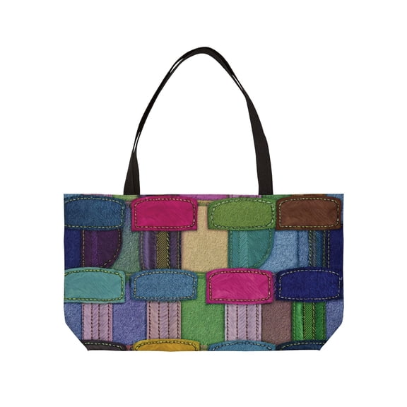 Denim Print Yoga Bag High-Quality 100% Spun Polyester 24x13 Canvas Gym Bag 37