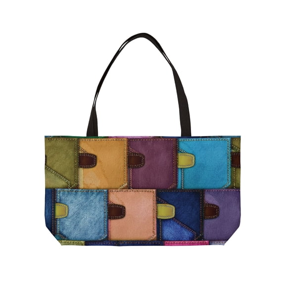 Denim Print Yoga Bag High-Quality 100% Spun Polyester 24x13 Canvas Gym Bag 39