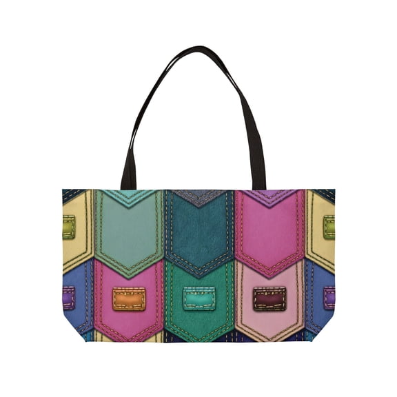 Denim Print Yoga Bag High-Quality 100% Spun Polyester 24x13 Canvas Gym Bag 46