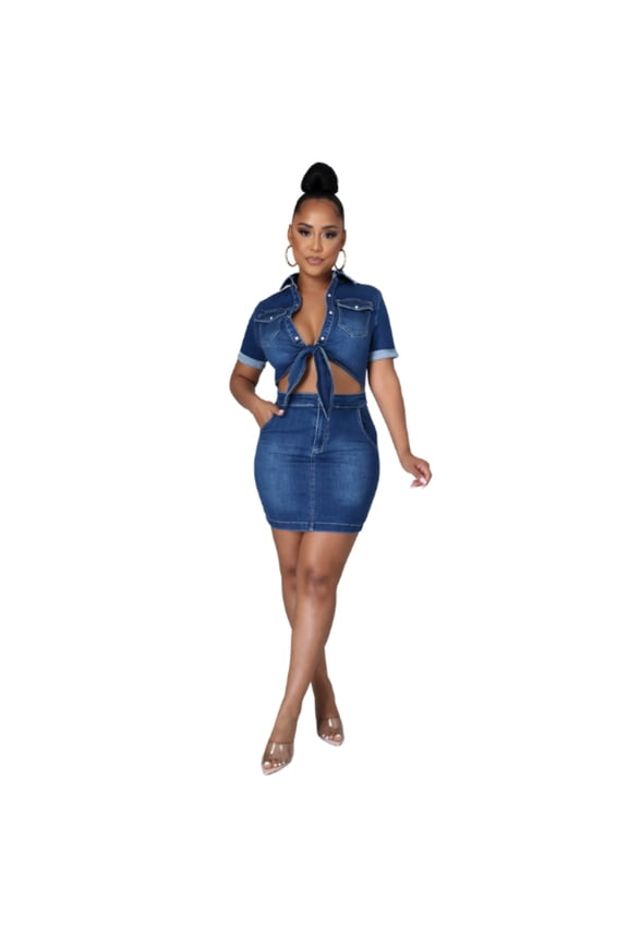 Denim Sassy Mini Dress