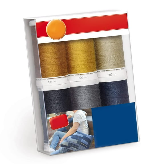 Denim Sewing Thread, 6 Spools of 100m Each, 12wt Heavy Duty Polyester Thread for Jeans, Denim Bags, Backpacks, Decorative Seams, Topstitching, Crafting, Multicolor