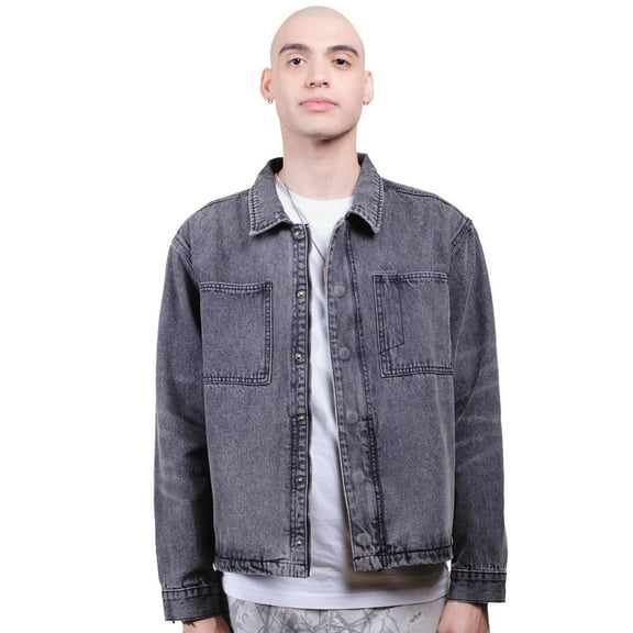 Brooklyn Cloth Men's Denim Shirt Jacket, Durable, Versatile Layering, Classic Fit, Black Stone Wash, Small