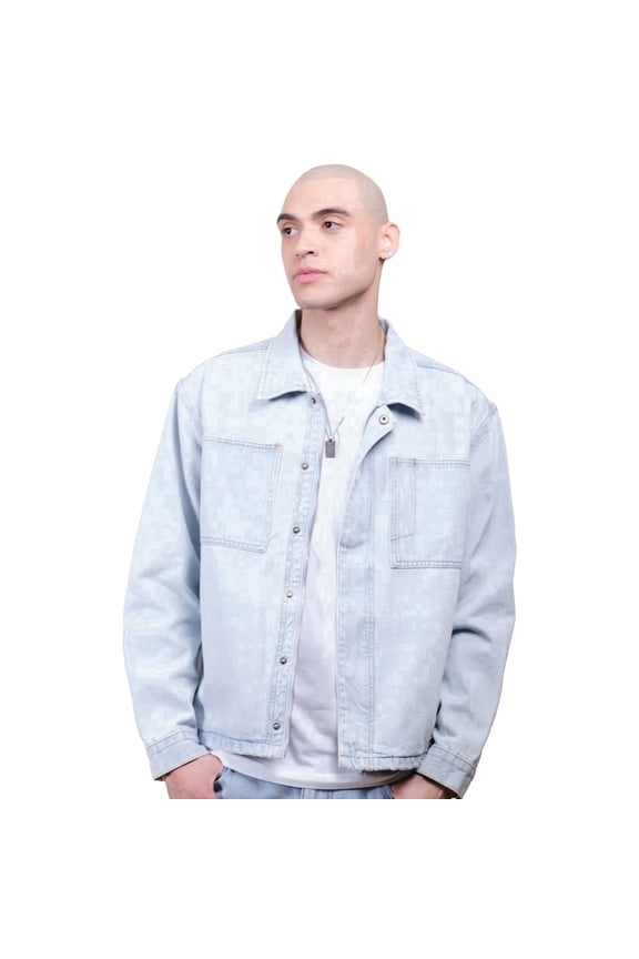 Mens Denim Shirt , Jacket, Durable, Versatile Layering, Medium Stone Wash, XL