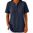 thumbnail image 1 of Denim Shirt Women Trendy Button Down V Neck Jean Tops 3/4 Sleeves Lightweight Soft Shirts Smart Casual Blouses Cowboy Western Tops Office Work Irregular Hem Tunic Tops, 1 of 6