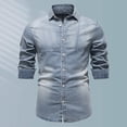 thumbnail image 1 of Denim Shirts for Men Long Sleeve Button-Down Collared Tshirts Shirt Mens Trendy Washed Solid Color Slim-Fit Lapel Going Out Streetwear Tops, 1 of 8