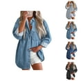 thumbnail image 1 of Denim Shirts for Women 2025 Fall Winter Long Sleeve Button Down Collared Casual Jean Shirt Blouse Tops, 1 of 8