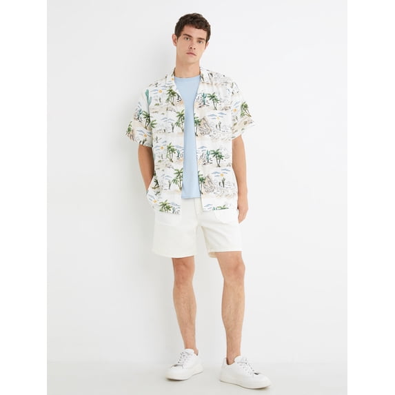 Denim Shorts Elastic Waist Buttoned Pocket Detailed Folded Leg
