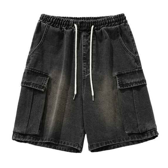 Denim Shorts For Man Elastic Waist Short Jeans With Pockets Summer Comfort Dailywear Bottoms