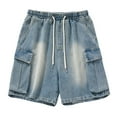 thumbnail image 1 of Denim Shorts For Man Elastic Waist Short Jeans With Pockets Summer Comfort Dailywear Bottoms, 1 of 6