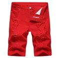 thumbnail image 1 of Denim Shorts Mens Sale Clearance Stretch Fit Faded Ripped Jean Shorts with Pockets Knee Length Classic Fit Casual Summer Holiday Half Pants Jeans Smart Shorts, 1 of 7