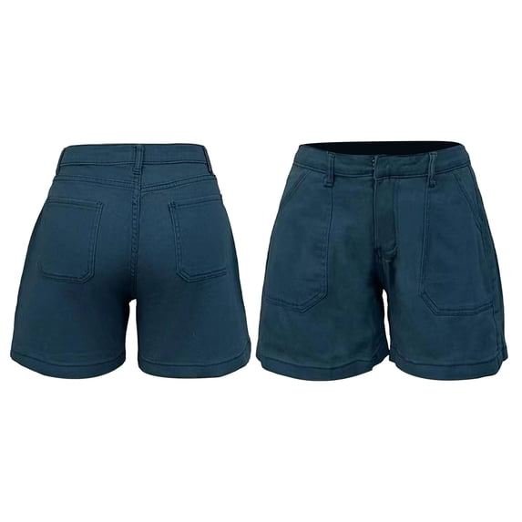 Denim Shorts Women Summer Casual Straight Fit Stretchy Jean Shorts with Pockets Fashion Clothing