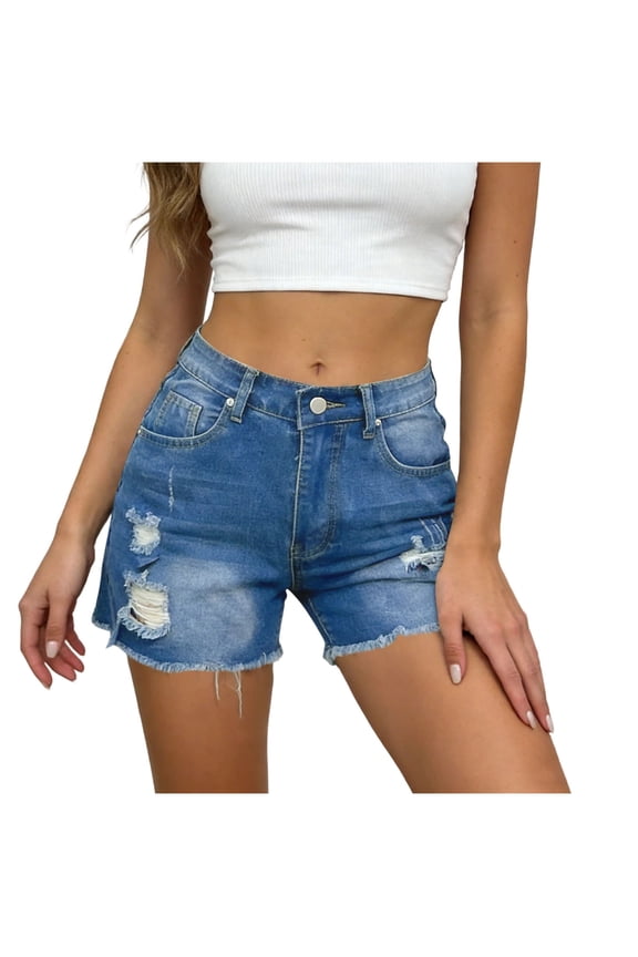 Denim Shorts Women,Womens Jean Short Cut Off Denim Shorts High Waist Ripped Distressed Stretchy