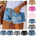 thumbnail image 1 of Denim Shorts Women Womens Shorts Jeans Y2k Outfits Summer Vintage Low Rise Ripped Distressed Skinny Mini Denim Shorts, 1 of 5