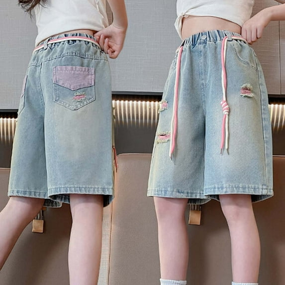 Denim Shorts for Girls Classic Loose Girl's Jorts with Pockets Teen Jorts 12-14 Years