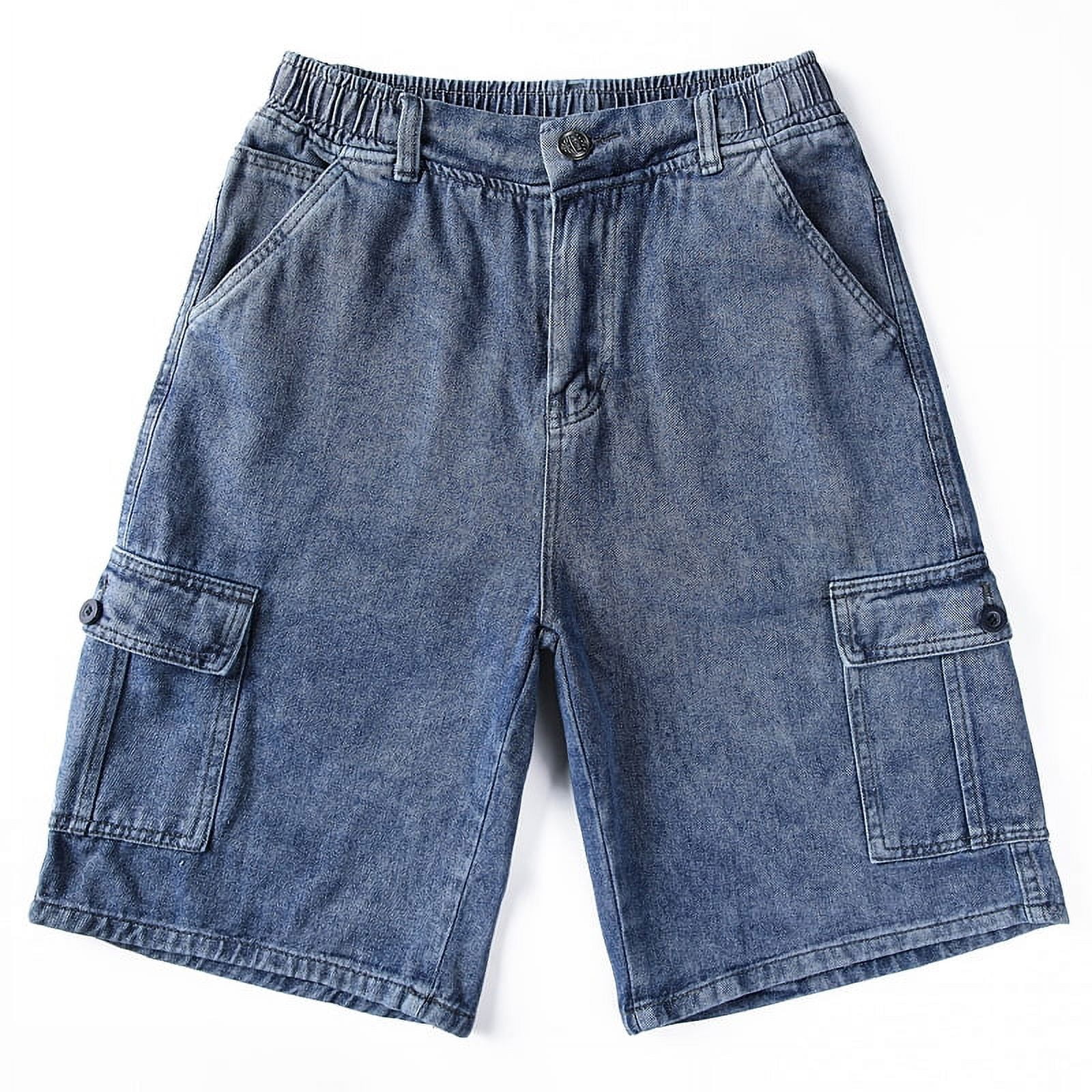 Denim Shorts for Men's Cargo Pants Large Pockets Casual