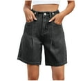 thumbnail image 1 of Denim Shorts for Women Casual Adjustable Button Shorts High Rise Wide Leg Shorts, 1 of 8