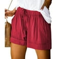 thumbnail image 1 of Denim Shorts for Women Mid Rise Ripped Jean Shorts Stretchy Folded Hem Short Jeans Red XXXXL, 1 of 6