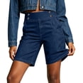 thumbnail image 1 of Denim Shorts for Women Trendy Pull On High Waist Bermuda Shorts with Button Decor Casual Summer Jean Shorts for Dark Blue S, 1 of 7