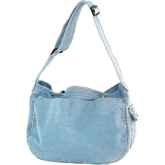 Denim Shoulder Bag for Women, Casual Style Lightweight Classic Retro Travel Shopper Hobo Bag