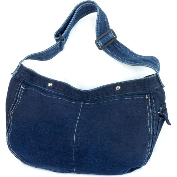 Denim Shoulder Bag for Women, Casual Style Lightweight Classic Retro Travel Shopper Hobo Bag
