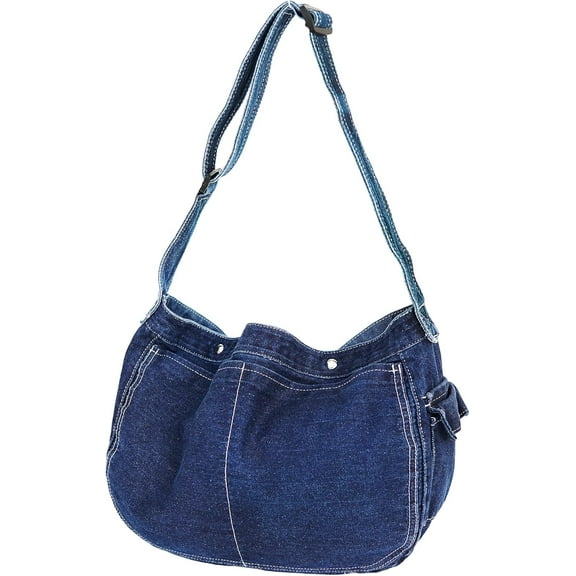 Denim Shoulder Bag for Women, Casual Style Lightweight Classic Retro Travel Shopper Hobo Bag