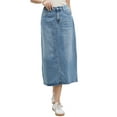 thumbnail image 1 of Denim Skirt for Women Elastic Waist Split Back Pockets Maxi Length Long Jean Skirts M Sky Blue, 1 of 6