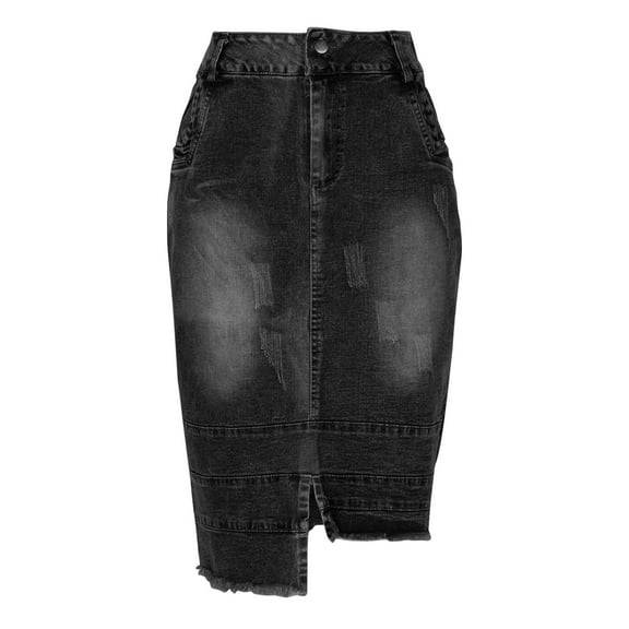 Denim Skirt for Women Ladies Bodycon Cargo Skirt Womens High Waisted Summer Shorts Summer Two Pockets Gray L