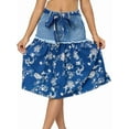 thumbnail image 1 of Denim Skirts for Women Lace Up Patchwork Print Bohemian A-Line Summer Midi Jean Skirts, 1 of 9