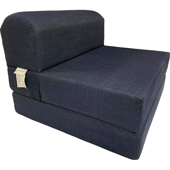 Denim Sleeper Chair Folding Foam Beds, Foldable Sofa Couches, 6 x 32 x 70, Foam Density 1.8