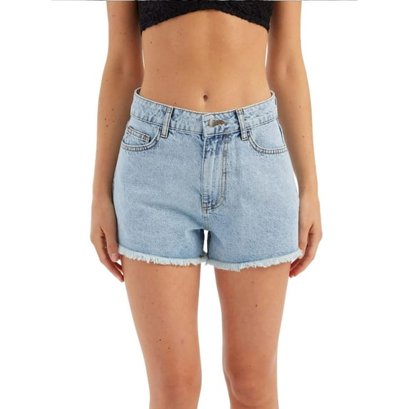 Denim Solid High Waist Shorts