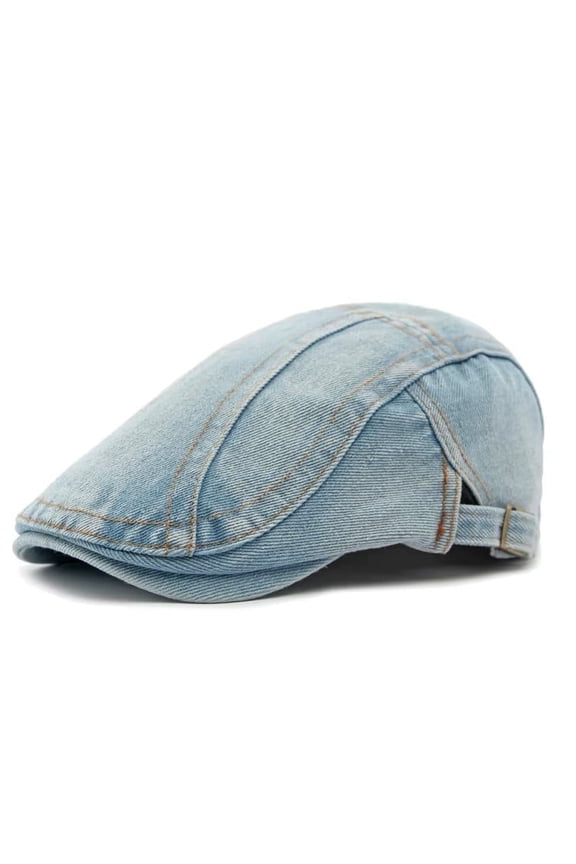 Denim Solid Washed Cotton Newsboy Ivy Ascot Hat Cap Mens Adjustable