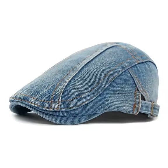 Denim Solid Washed Cotton Newsboy Ivy Ascot Hat Cap Mens Adjustable