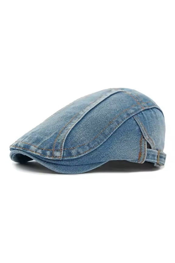 Denim Solid Washed Cotton Newsboy Ivy Ascot Hat Cap Mens Adjustable