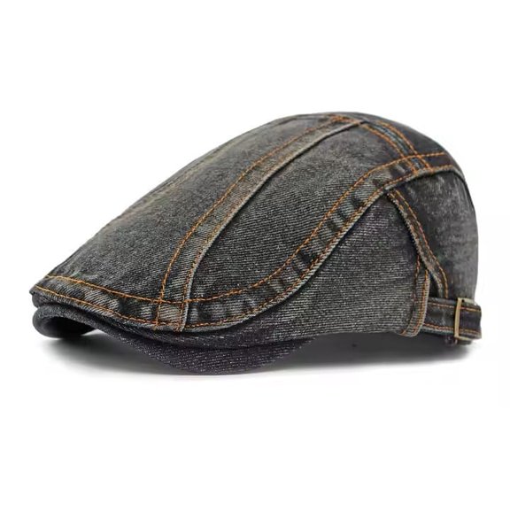 Denim Solid Washed Cotton Newsboy Ivy Ascot Hat Cap Mens Adjustable