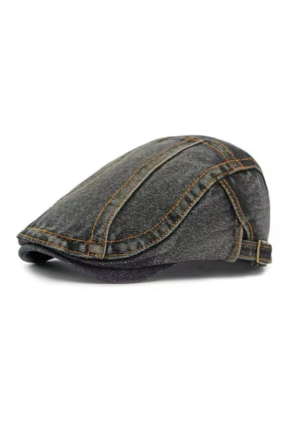 Denim Solid Washed Cotton Newsboy Ivy Ascot Hat Cap Mens Adjustable
