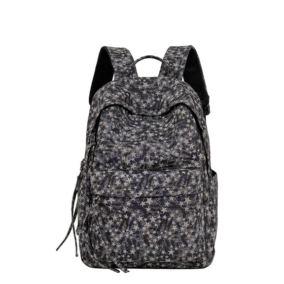 Denim Star Print Students Bookbags for Women Men Travel Daypack Bag Large Capacity Laptop Backpacks for Travel Shopping Work Campus Daily Use (Brown)