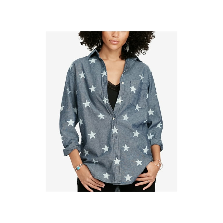 Denim Supply Ralph Lauren Chambray Boyfriend Shirt Star Multi XS Walmart