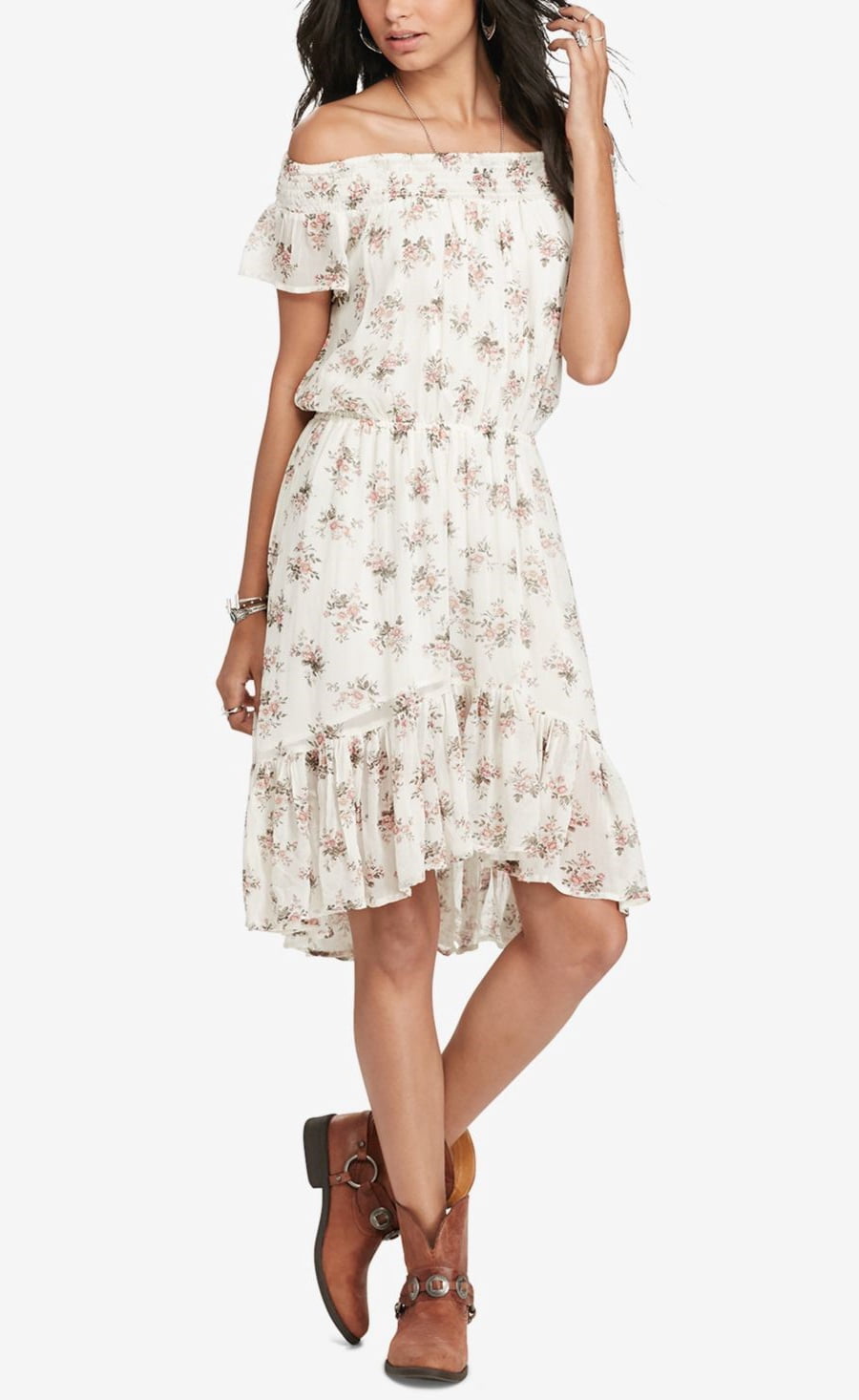 Ralph Lauren Women's Denim & Supply Gauze Off-The-Shoulder Dress