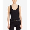 thumbnail image 1 of Denim Supply Ralph Lauren Stretch Henley Bodysuit Black L, 1 of 1